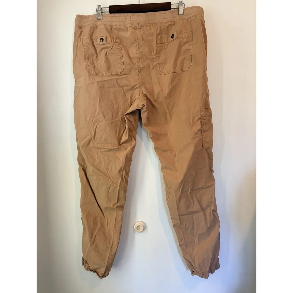L.L. Bean Jogger Pants XL Tan Elastic Waist Lightweight Cargo‎ Casual